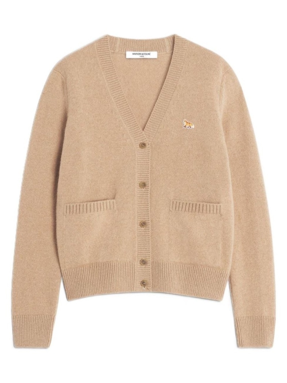 MAISON KITSUNÉ PARIS | Women's Natural Maison Kitsuné Baby Fox Boxy Cardigan